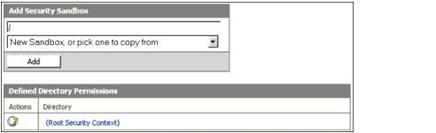 The figure shows the Sandbox Security page of the Administrator.