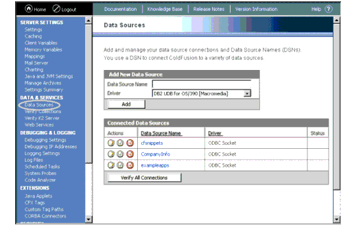 The figure shows the Data Sources page in the Administrator.
