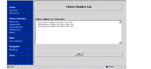 Cluster Member List page